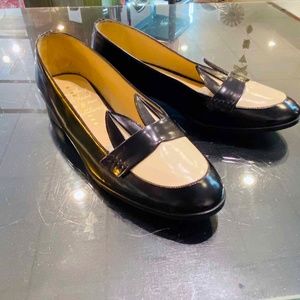 Minna Parka Bunny Ear Loafers, size 38, black/cream